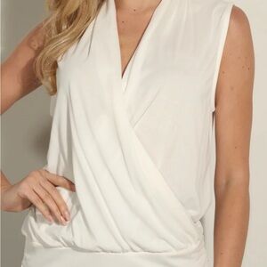 Ivory Cupro Banded Surplice Tank
